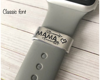 Metal Watch Cuff - Personalized iWatch Tags - Aluminum Watch Charms - Hand Stamped Watch Accessory - Custom Watch Band Slides