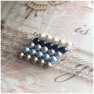 Simple Tiny Pearl Bracelet - Everyday Beaded Bracelet - Swarovski Pearls in a Row on Silver Chain - Tiny Pearl Bracelet - Minimalist Jewelry