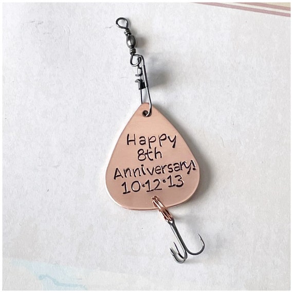 Happy Anniversary Gift Custom Metal Lure Personalized Copper Fishing Lure  Hand Stamped Message Accessory for Father Best Dad Ever 
