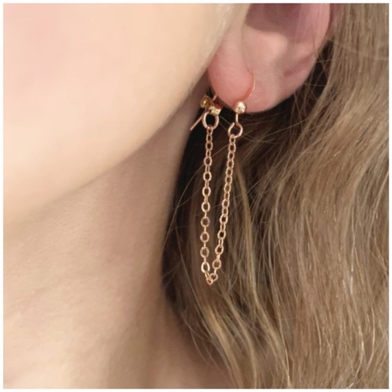 Rose Gold Chain Earrings Chain Loop Earrings Chain Drop Chain Dangle Earrings Trendy Ear Chain Earrings Streetwear Earrings Etsy Canada