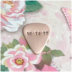 Personalized Copper Guitar Pick - Anniversary Date Stamped On Guitar Pick - Customized Accessory for Him - Special Gift - Christmas Present