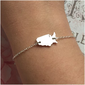 Petit bracelet carte des États-Unis - bracelet patriotique - carte en métal des États-Unis - carte vierge - bracelet pays uni - joli cadeau pour fille