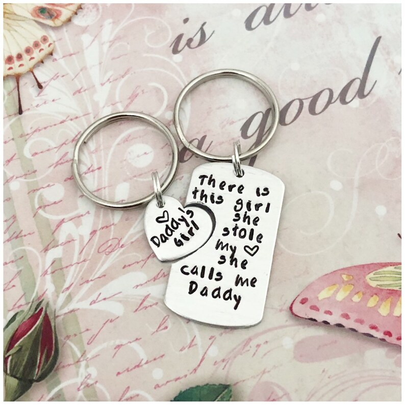 Father Daughter Keychains There is This Girl Keychain Set Etsy