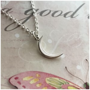 Silver Moon Necklace - Sterling Silver Moon Necklace - New Moon Necklace - Crescent moon Necklace with Moon Pendant - Half Moon Jewelry