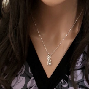 Silver Angel Wing Necklace with Swarovski Pearl - Guardian Angel Necklace with Pearl - Pearl Necklace with Sterling Silver Wing Custom color