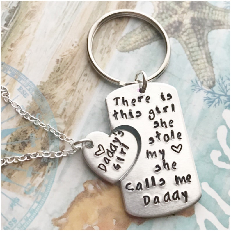 Father Daughter Keychains There is This Girl Keychain Set Etsy