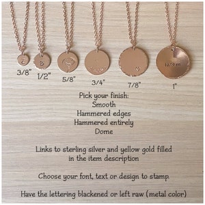 Personalized Disc Necklace - Customized Layering Coin Necklace - Custom Rose Gold Pendant Jewelry - 3/8&quot;, 1/2&quot;, 5/8&quot;, 3/4&quot;, 7/8&quot; or 1&quot; Charm