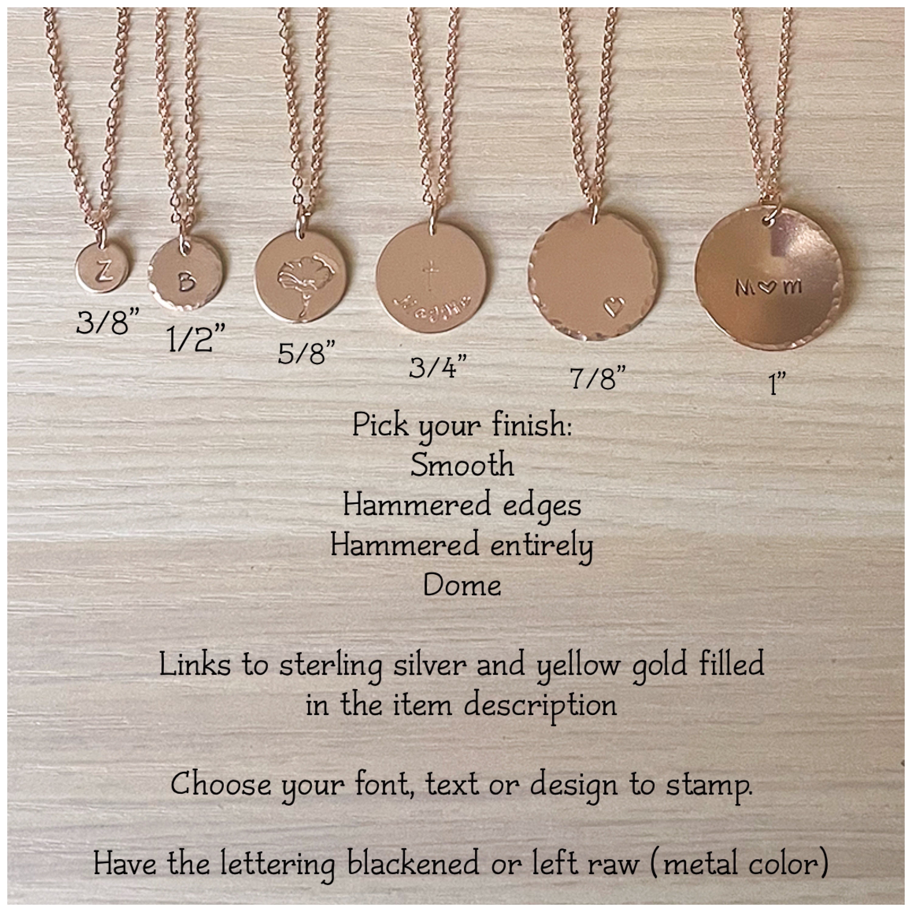 Personalized Disc Necklace Customized Layering Coin Necklace Custom Rose  Gold Pendant Jewelry 3/8, 1/2, 5/8, 3/4, 7/8 or 1 Charm - Etsy