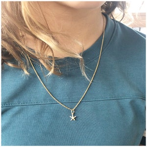 Gold Tiny Starfish Necklace - Gold Plated Star Charm - Gold Starfish Necklace - Gold Star Fish Jewelry - Gold Small Starfish Pendant