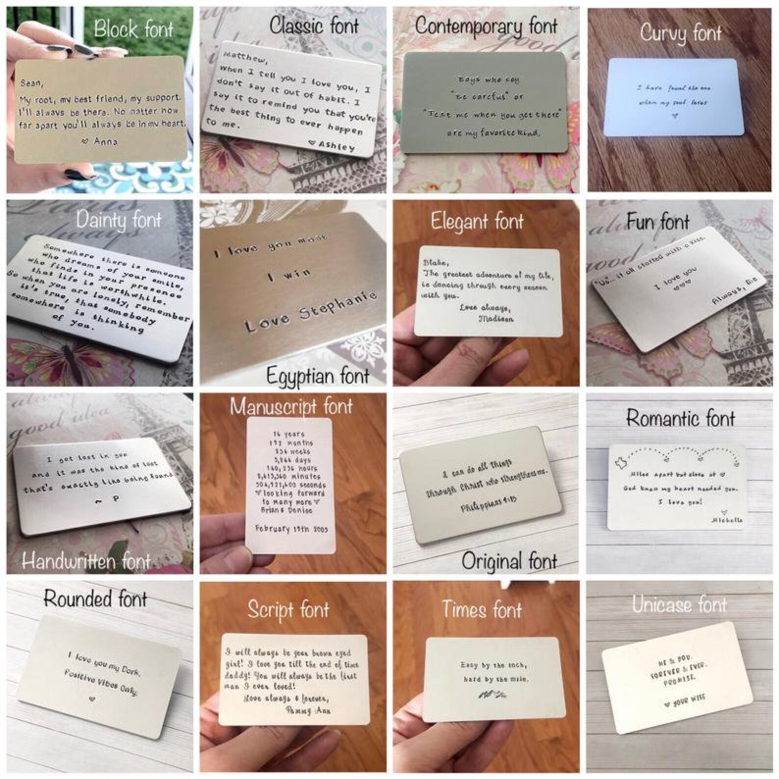 Stamped Wallet Card Inspirational Quote Pocket Keepsake Etsy