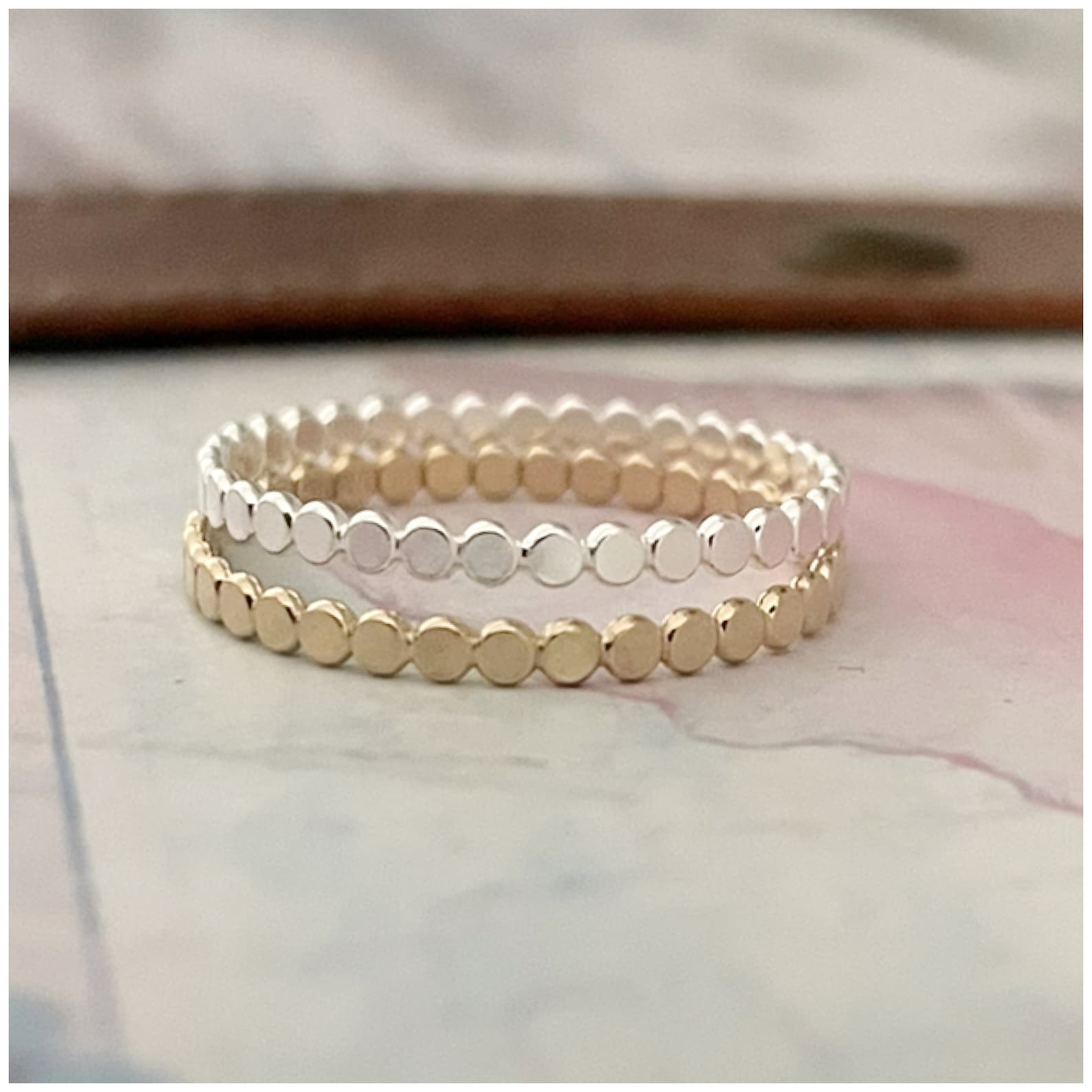 Stackable Rings - Sterling Silver Ring - Dainty Flat Bead Ring - Simple ...