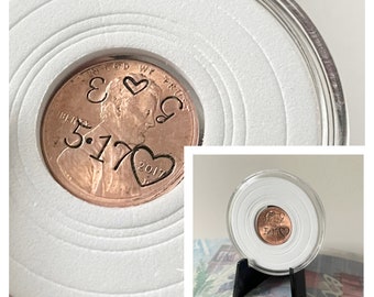 Personalized Copper Penny - Handmade Anniversary Gift - 7 Year Anniversary Present - Special Date - Custom Desk Accessory - Office Decor