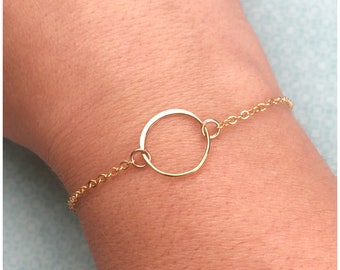 Eternity Circle Bracelet - Delicate Open Circle Bracelet - Round Charm Bracelet - Dainty Charm Bracelet - Gold Filled Layering Bracelet