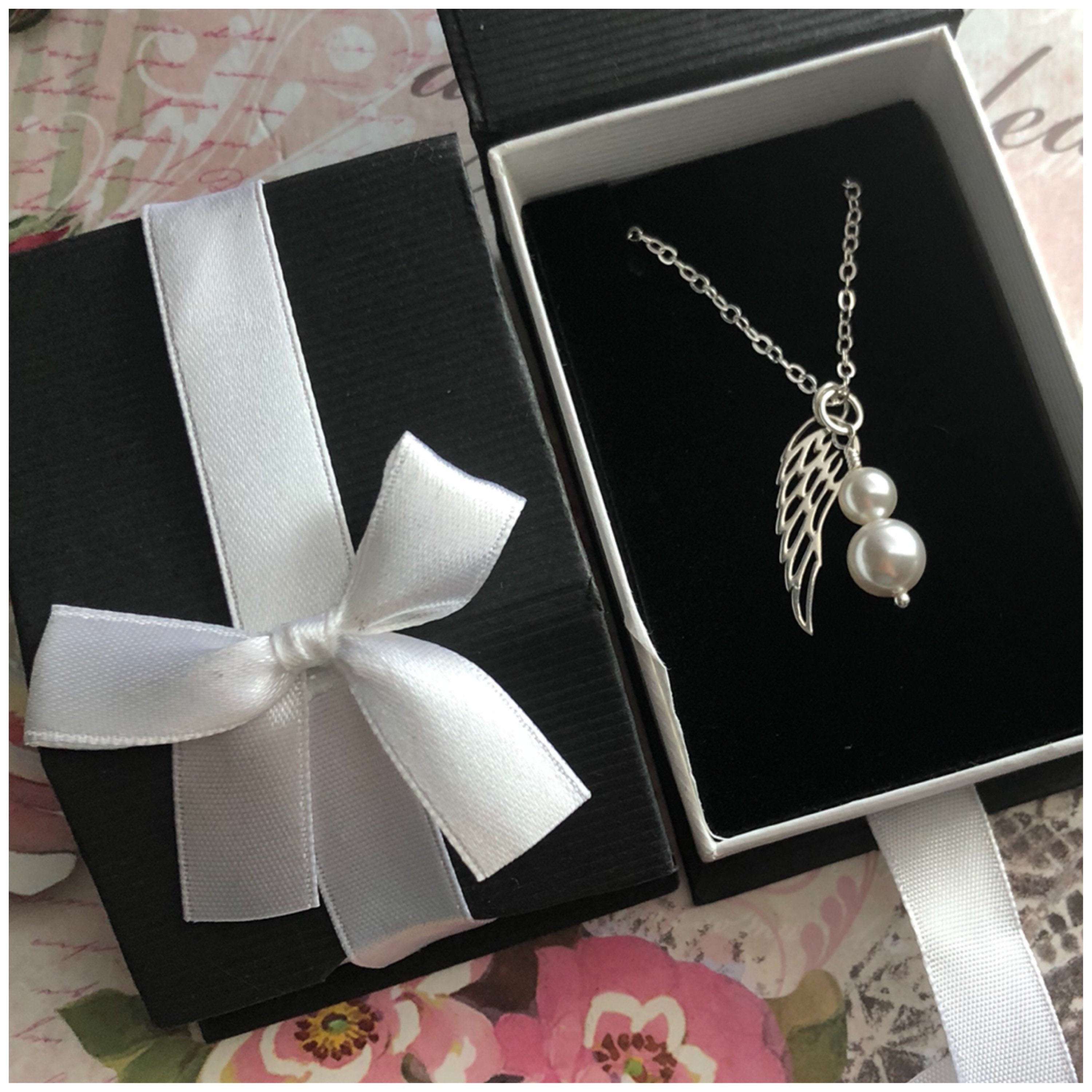 Angel Rocks Hand Carved Wing Necklace - Silver
