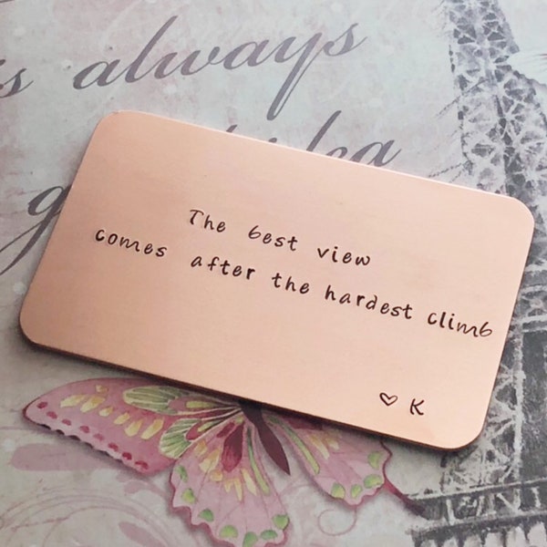 Gift for Mom from Son Daughter - Copper Wallet Card - Personalized Stamped Pocket Insert Custom Handmade Present Mother Mama Mommy from Kids