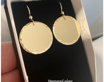 1" Gold Filled Disc Earrings - Simple Gold Earrings - Tiny Disc Charm - Round Circle Earrings - Coin Earrings - Minimalist Gift