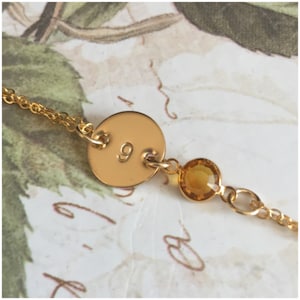 Gold Initial and Birthstone Necklace - Custom Initial Necklace - Gift for Mom - Personalized Birthstone Necklace - Monogram Necklace - Nov.
