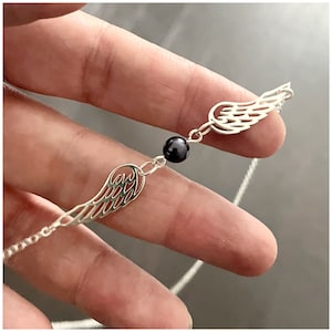 Sterling Silver Angel Necklace with Pearl - Wing Necklace with Custom Pearls - Angel Wing Necklace with Swarovski Pearl - Graduation Gift