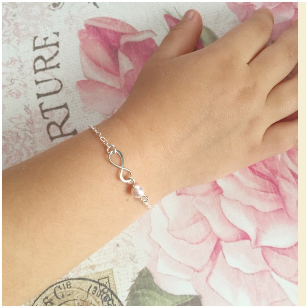 Buy Sterling Silver Child Infinity Bracelet Little Girl Bracelet Child  Silver Bracelet Swarovski Pearl Gift for Daughter Flower Girl Online 