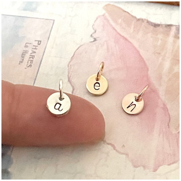 Tiny Initial Charm 1/4" 6mm - Personalized Teeny Tiny Add On Charm Lowercase Only - Sterling Silver - Yellow Gold Filled - Rose Gold Filled