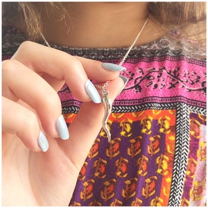Silver Italian Horn Necklace - Evil Eye Protection Amulet Italian Cornicello Necklace - Silver Italy Horn Jewelry Superstition Good Luck
