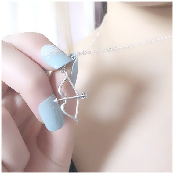 Silver Bow and Arrow Necklace - Cupid Necklace - Archery