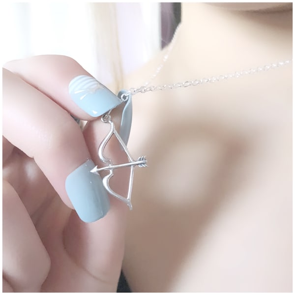 Silver Bow and Arrow Necklace - Cupid Necklace - Archery Necklace - Gift for Archer - Bow and Arrow Jewelry - Cupid Jewelry Archer Jewelry