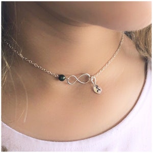 Personalized Infinity Necklace - Sterling Silver Hand Stamped Necklace - Initials Stamped on Leaf Charm - Custom Infinity Charm Necklace