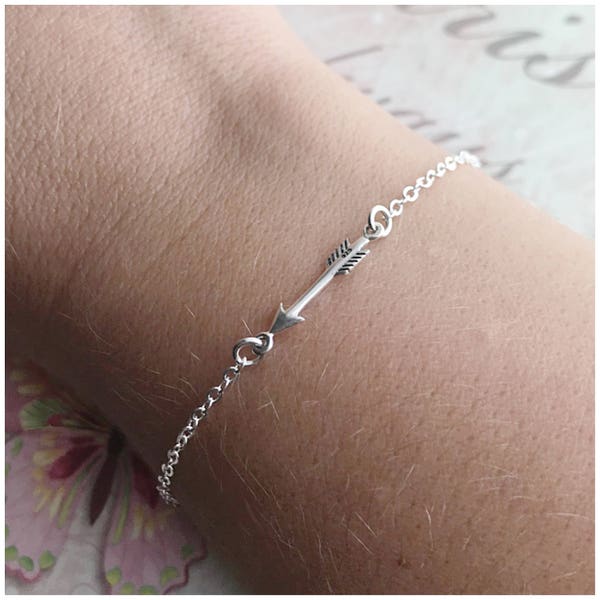 Sterling Silver Arrow Bracelet for Women - Simple Bracelet - Tiny Arrow Jewelry - Minimalist Gift for Her - Layering Bracelet - Archery Gift