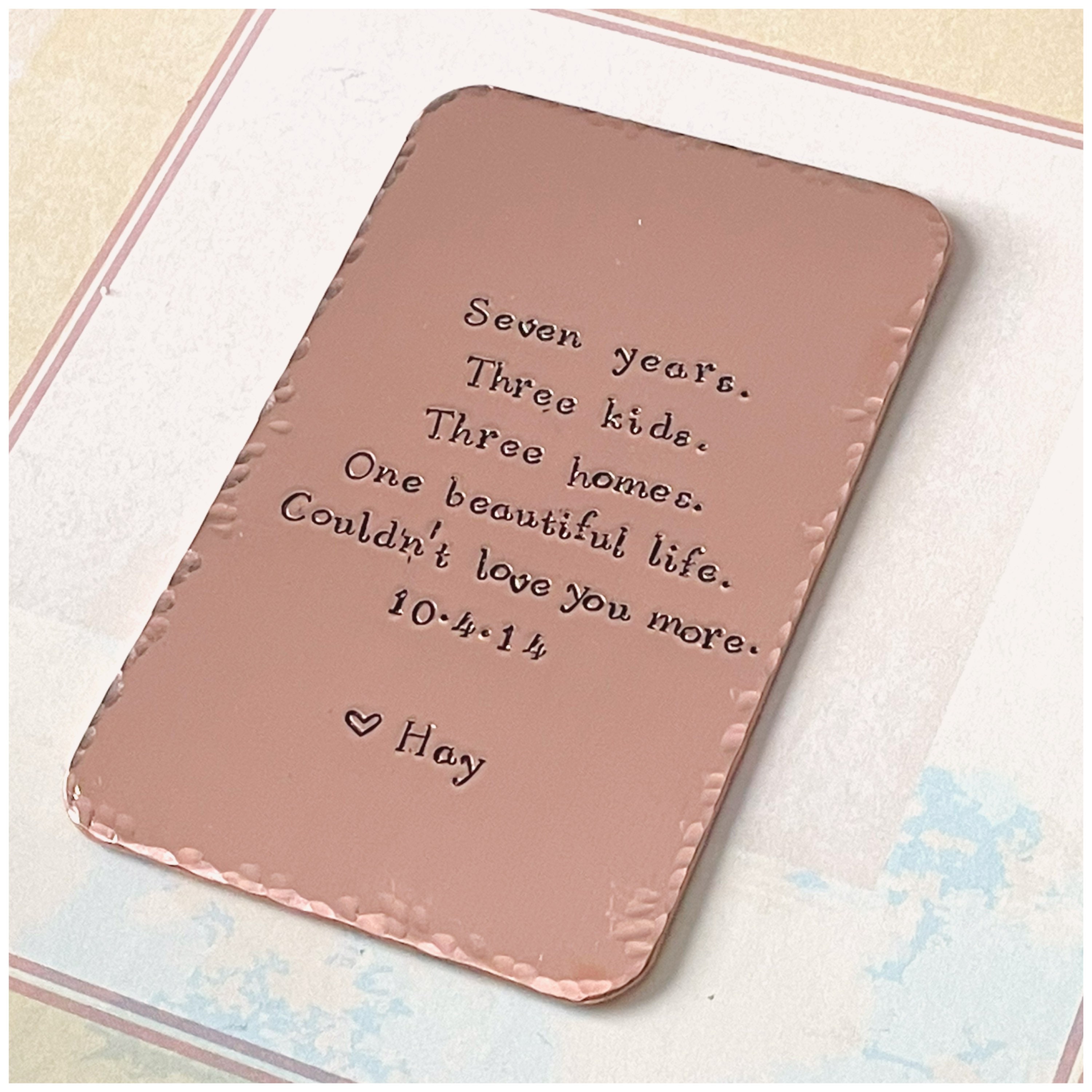 Long Distance Gift to Love One - Copper Wallet Card - Personalized Hand Stamped Pocket Insert - Custom Deployment Gift Boyfriend Girlfriend