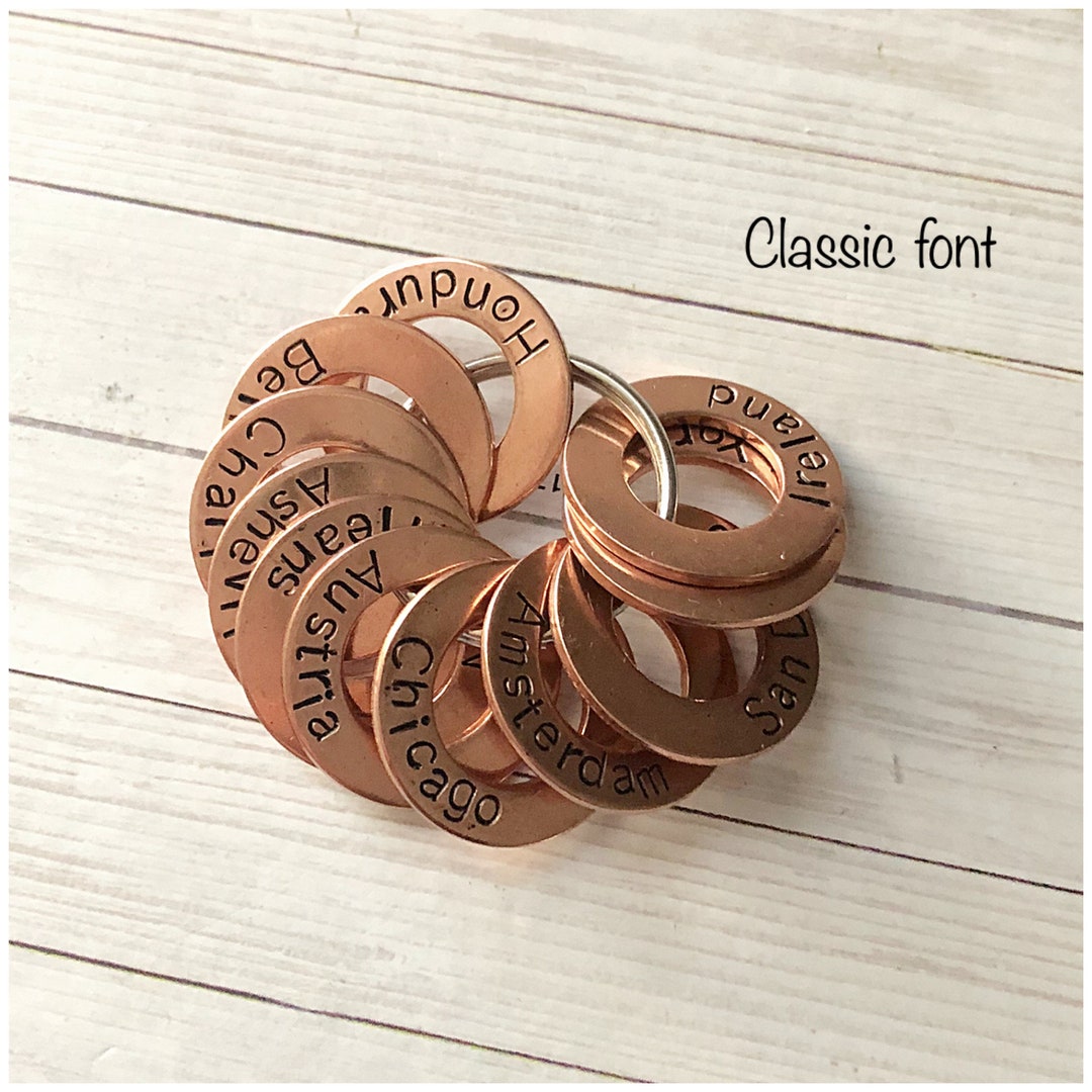 Copper Keychain Custom Travelers Keepsake Travels Markers Personalized