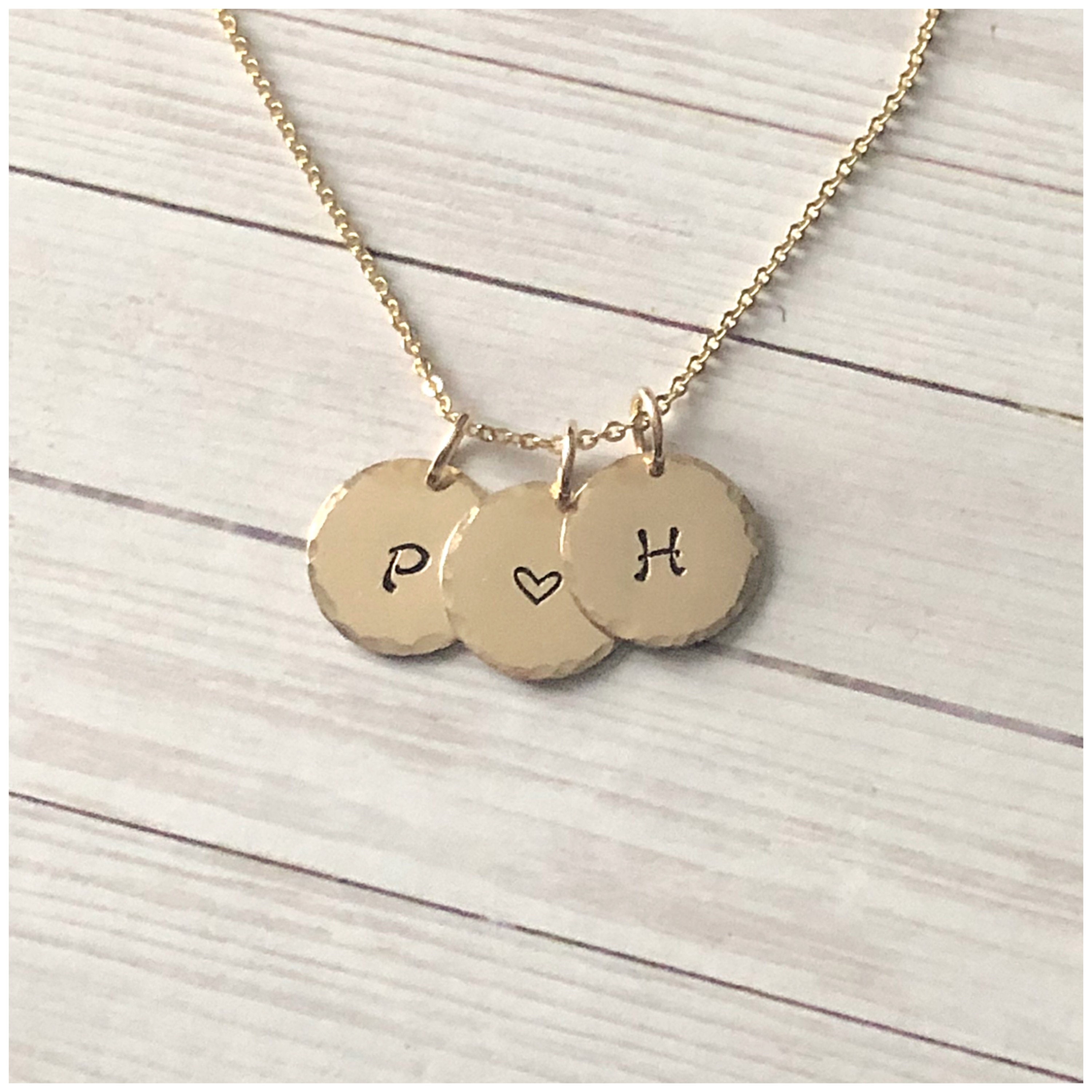 Bridesmaid Gifts Personalized Disc Necklace Engraved Necklace Monogram  Pendant Necklace Custom Initials Necklace
