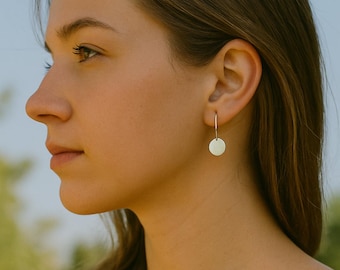 3/8" Sterling Silver Disc Earrings - Simple Silver Earrings - Tiny Disc Charm - Round Circle Earrings - Coin Earrings - Minimalist Gift
