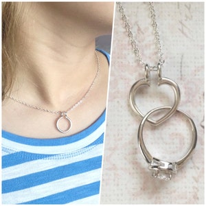 Silver Ring Holder Necklace - Open Heart Ring Keeper Necklace - Wedding Ring Holder Necklace - Engagement Ring Holder - Ring Keeper Necklace