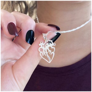 Anatomical Heart Necklace - Flat Pendant - Gift for Nurse - Present for Doctor - Cardio Necklace - Med Student Necklace - Science Lover