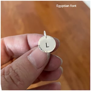 1/2&quot; Disc - Personalized Letter Charm Only - No Chain - Sterling Silver Initial Pendant - Hand Stamped - Customized Disc - Size 13mm