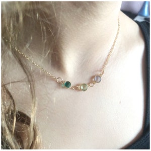 Birthstone Necklace - Colorful Crystal Necklace - Gold Family Necklace - Gold Family Birthstone Jewelry -  Children&#39;s Stones - Birthday Gift