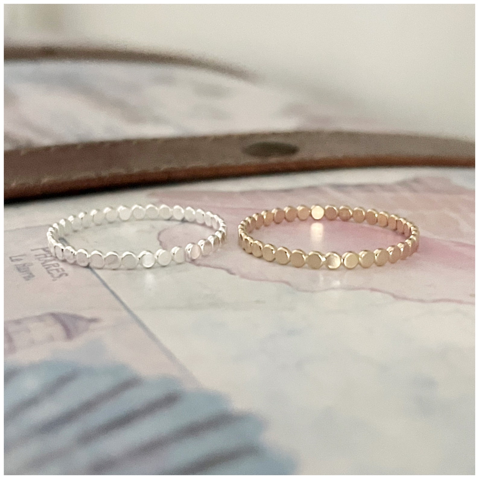 Stackable Rings - Sterling Silver Ring - Dainty Flat Bead Ring - Simple ...
