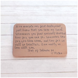 Personalized Message on Copper Wallet Card - Retirement Gift for Coworker - Present for Colleague - Personalized Stamped Pocket Insert
