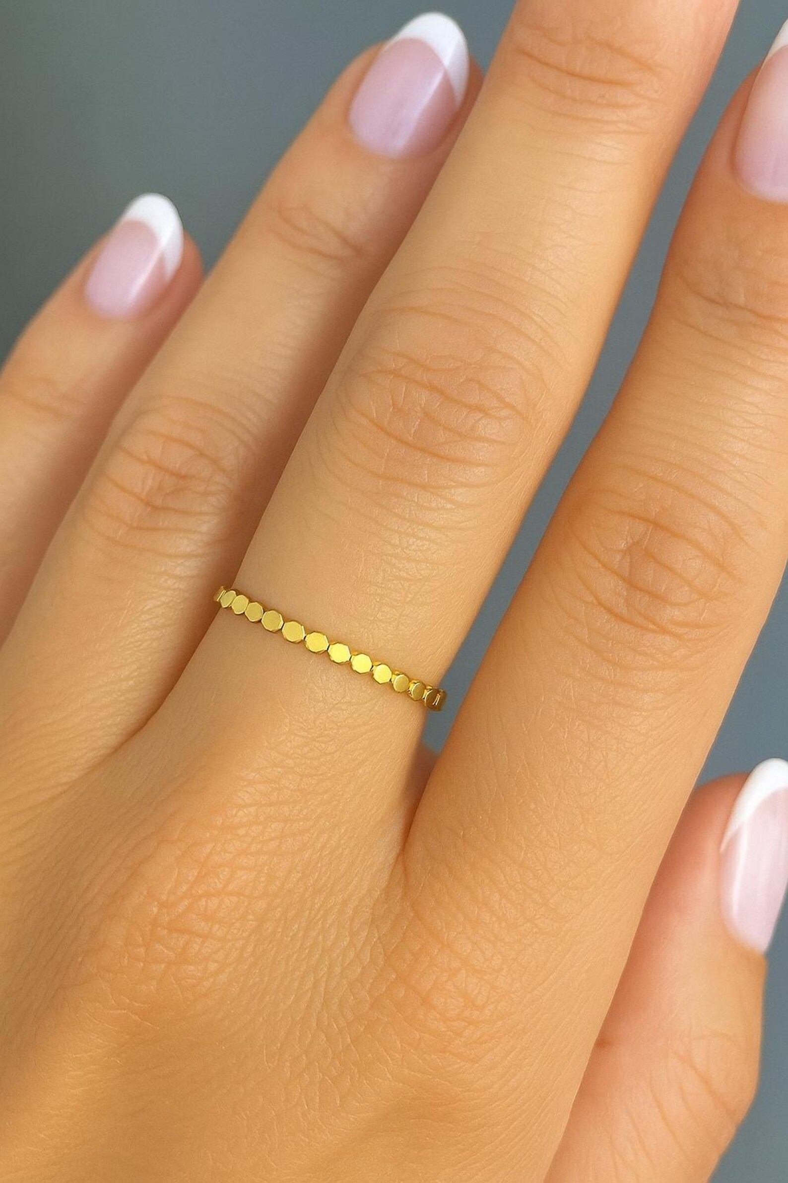 Stackable Rings - Sterling Silver Ring - Dainty Flat Bead Ring - Simple ...