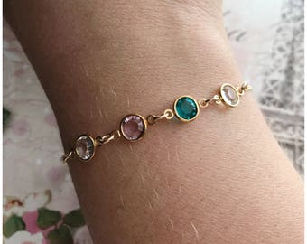 Gold Birthstone Bracelet - Personalized Crystal Bracelet - Family Bracelet - Personalized Jewelry - Dainty Bracelet - Birthstone Jewelry