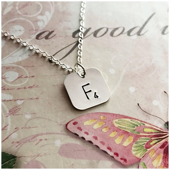 Scrabble Tile Inspired Hand Stamped Necklace