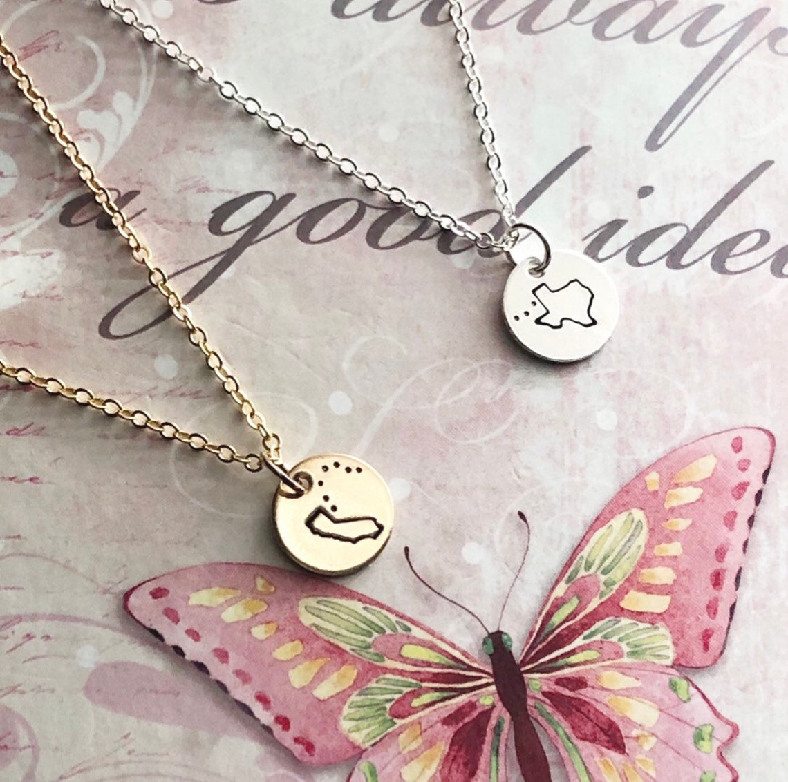 Long Distance Necklace Set Set of 2 Necklaces Silver and Etsy