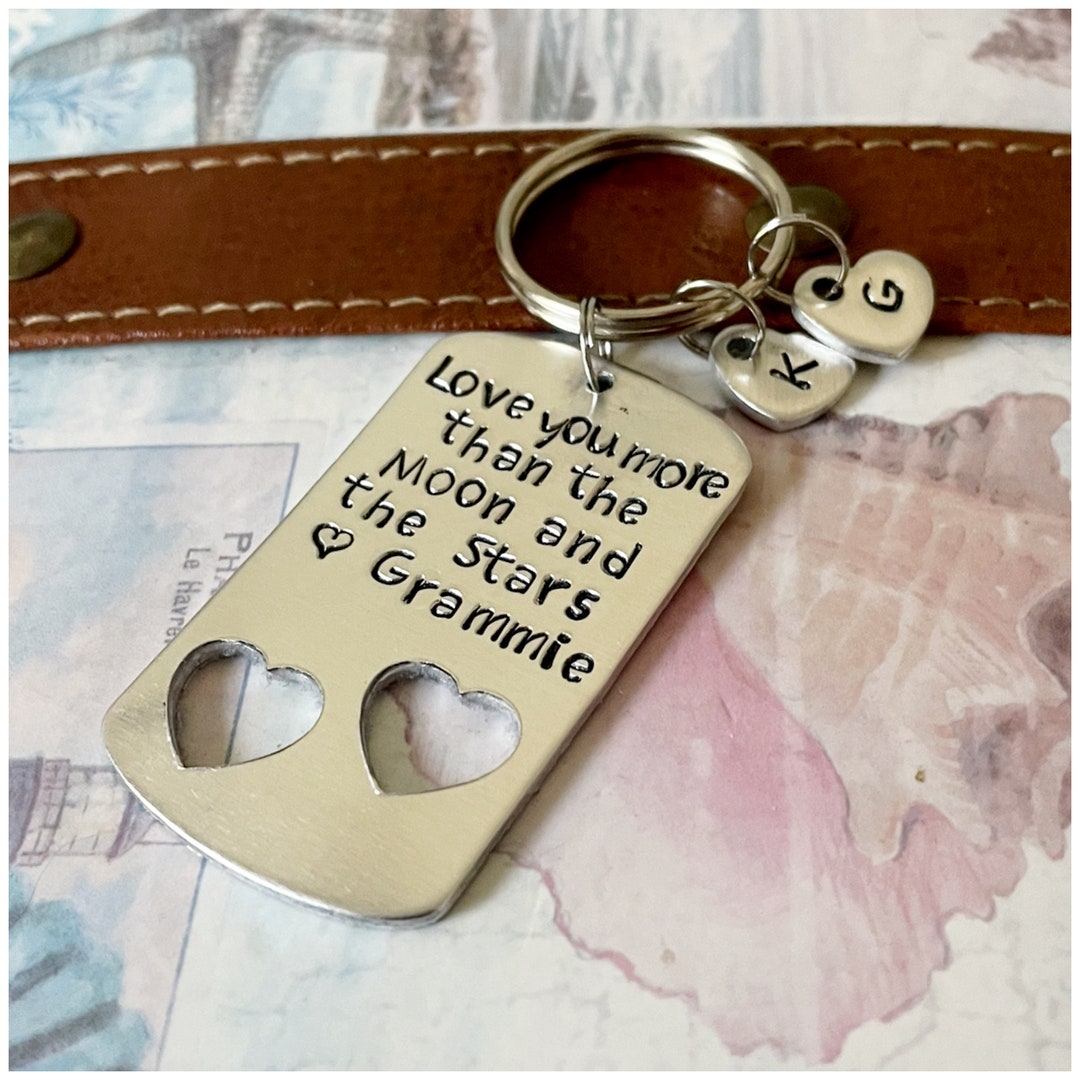 Personalized Keychain - Hand Stamped Keychain - Aluminum Hearts ...