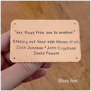 Personalized Display Plaque Personalized with your Text - Hand Stamped Metal Plaque - Customized Copper Tag - Custom Credit Card Size Sign