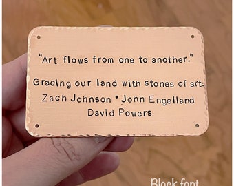 Personalized Display Plaque Personalized with your Text - Hand Stamped Metal Plaque - Customized Copper Tag - Custom Credit Card Size Sign