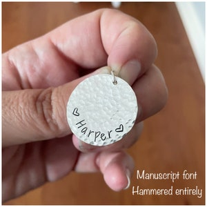1&quot; Sterling Silver Round Disc - Personalized Circle Charm - Customize With Your Names Words Dates - Hand Stamped Disc - Size 25mm