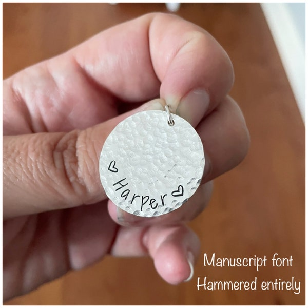 1" Sterling Silver Round Disc - Personalized Circle Charm - Customize With Your Names Words Dates - Hand Stamped Disc - Size 25mm