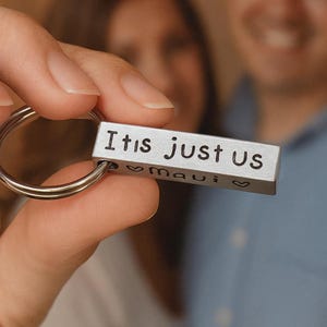 Personalized Bar Keychain - Stamped Aluminum 4 Sided Keyring - Birthday Gift - Father's Day Gift