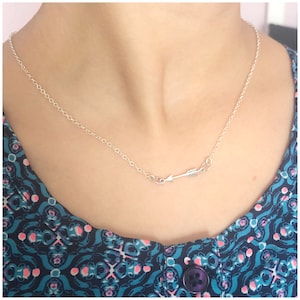Silver Arrow Necklace - Sterling Silver Arrow Charm - Sideways Arrow Necklace - Horizontal Arrow Charm - Simple Necklace Dainty Necklace